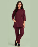 Women's Zip-Neck Scrub Suit Set