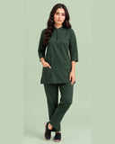Women's Zip-Neck Scrub Suit Set