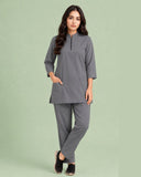Women's Zip-Neck Scrub Suit Set