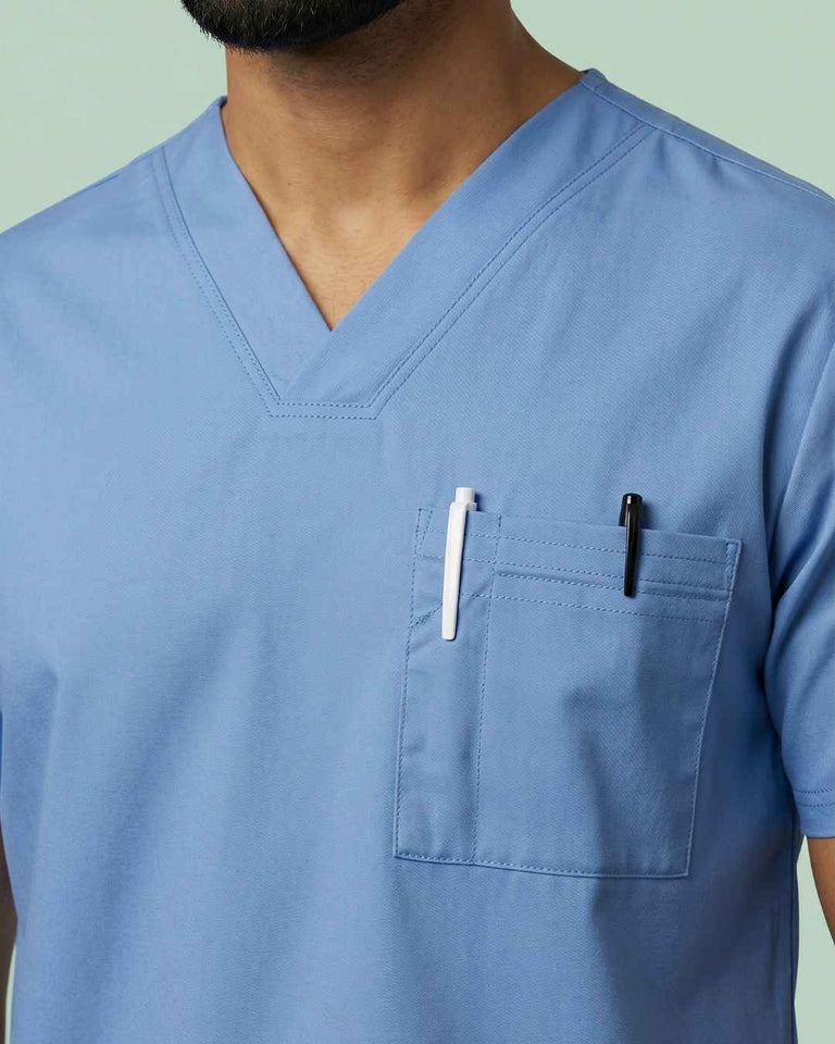 Men's V-Neck 2-Pocket Medical Scrub Top