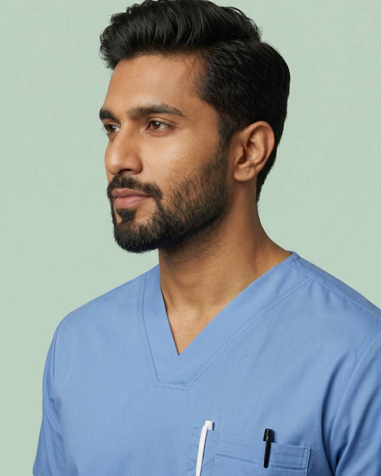 Men's V-Neck 2-Pocket Medical Scrub Top