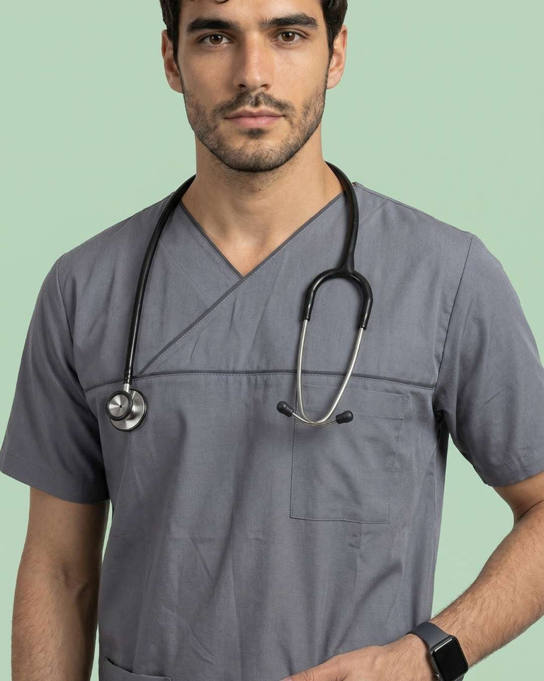 Men USA Design 3-Pocket Polyester Scrub