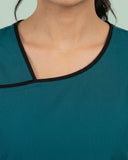 Women 4-Pocket Asymmetric Neck Scrub Top