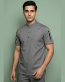 Men 3-Button Mandarin Collar Utility Scrub
