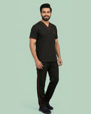 Men's 4-Pocket V-Neck Contrast Scrub Top