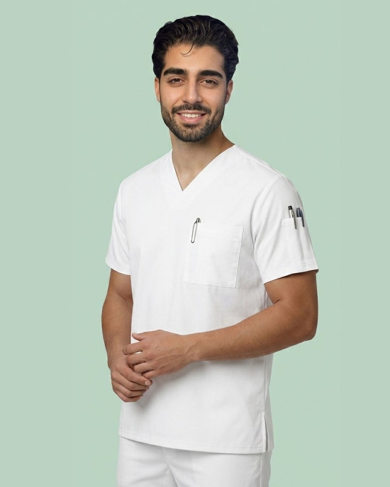 Men's 3-Pocket V-Neck Medical Scrub Top