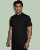 Men 3-Button Mandarin Collar Utility Scrub