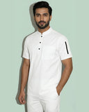 Men 3-Button Mandarin Collar Utility Scrub