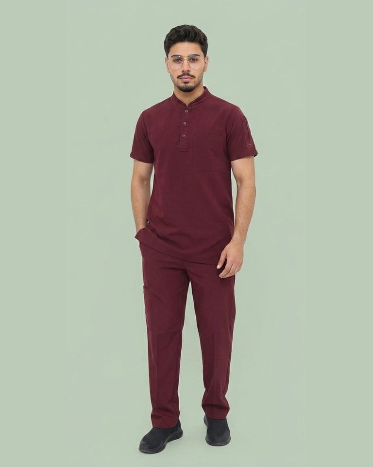 Men's 2-Pocket Henley Stretch Scrub Set