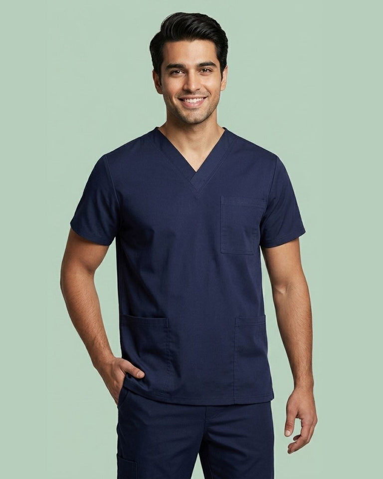 Men's V-Neck 3-Pocket Medical Scrub Top