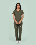 Women 4-Pocket Asymmetric Neck Scrub Top