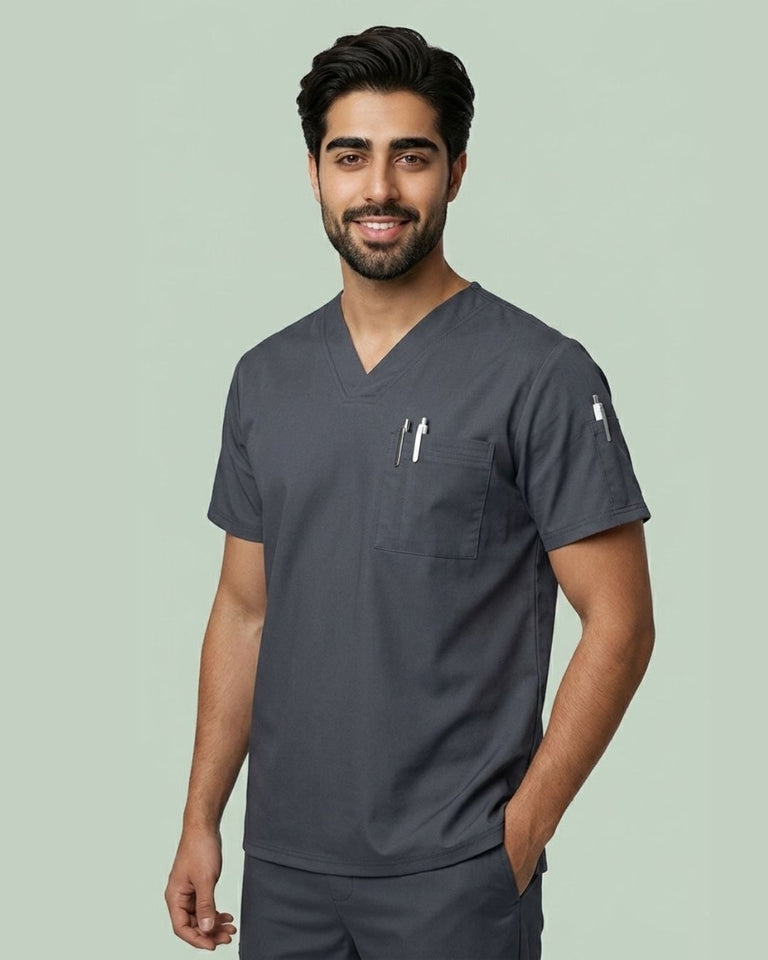 Men's 3-Pocket V-Neck Medical Scrub Top