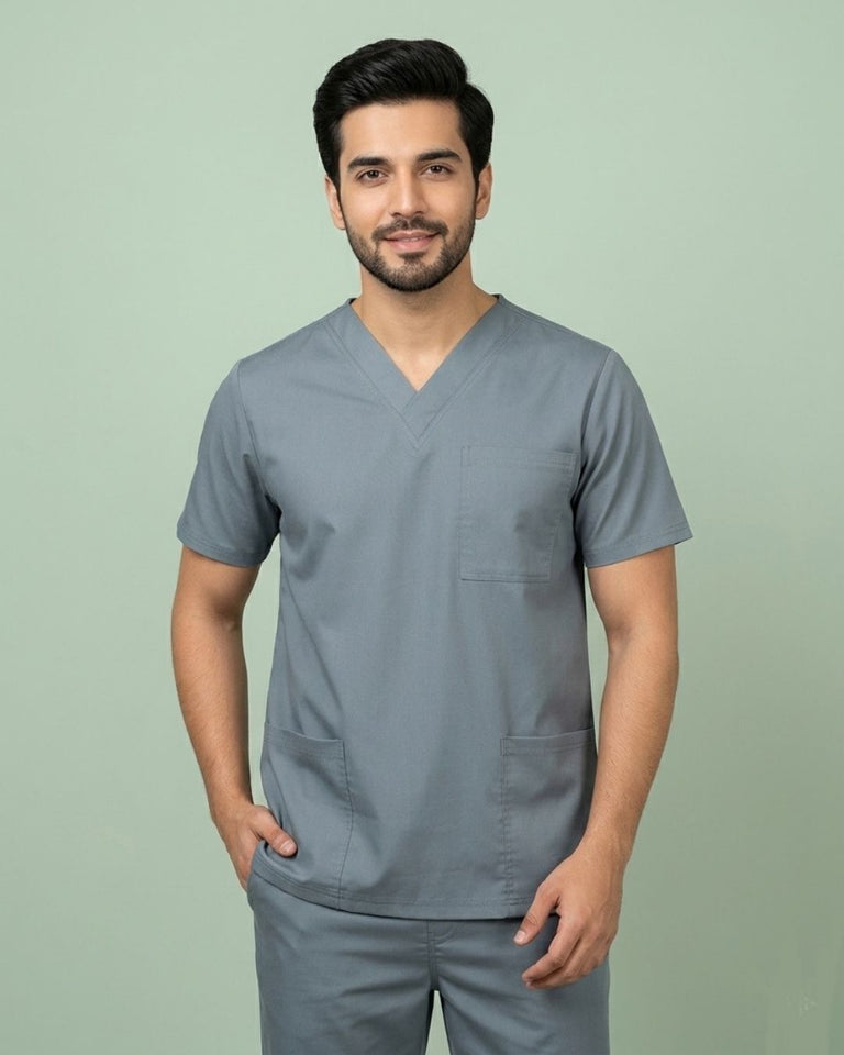 Men's V-Neck 3-Pocket Medical Scrub Top