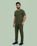 Men's 4-Pocket V-Neck Contrast Scrub Top