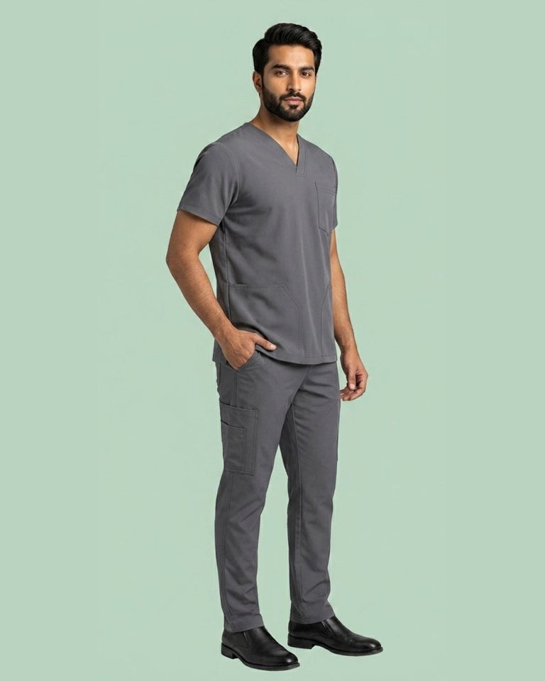 Men's V-Neck Multi-Pocket Utility Scrub