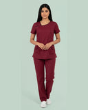 Women 4-Pocket Asymmetric Neck Scrub Top