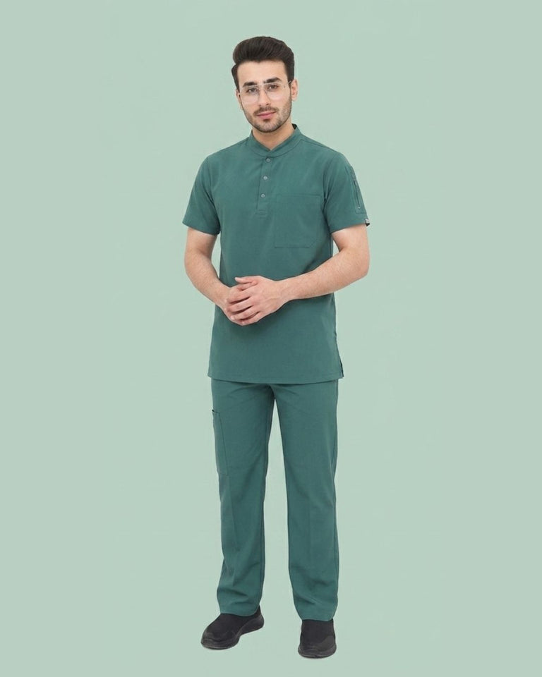 Men's 2-Pocket Henley Stretch Scrub Set