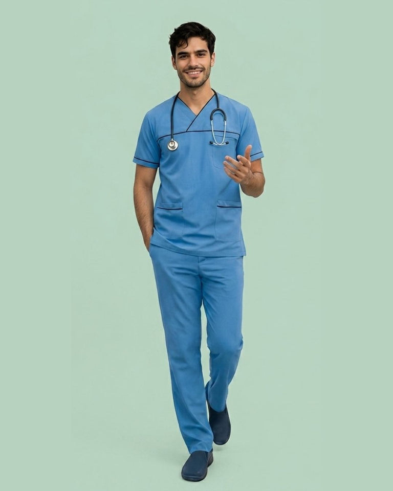 Men USA Design 3-Pocket Polyester Scrub