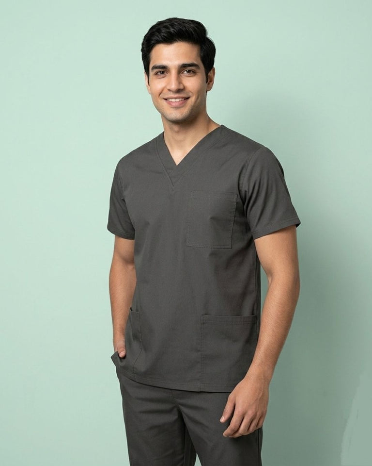 Men's V-Neck 3-Pocket Medical Scrub Top