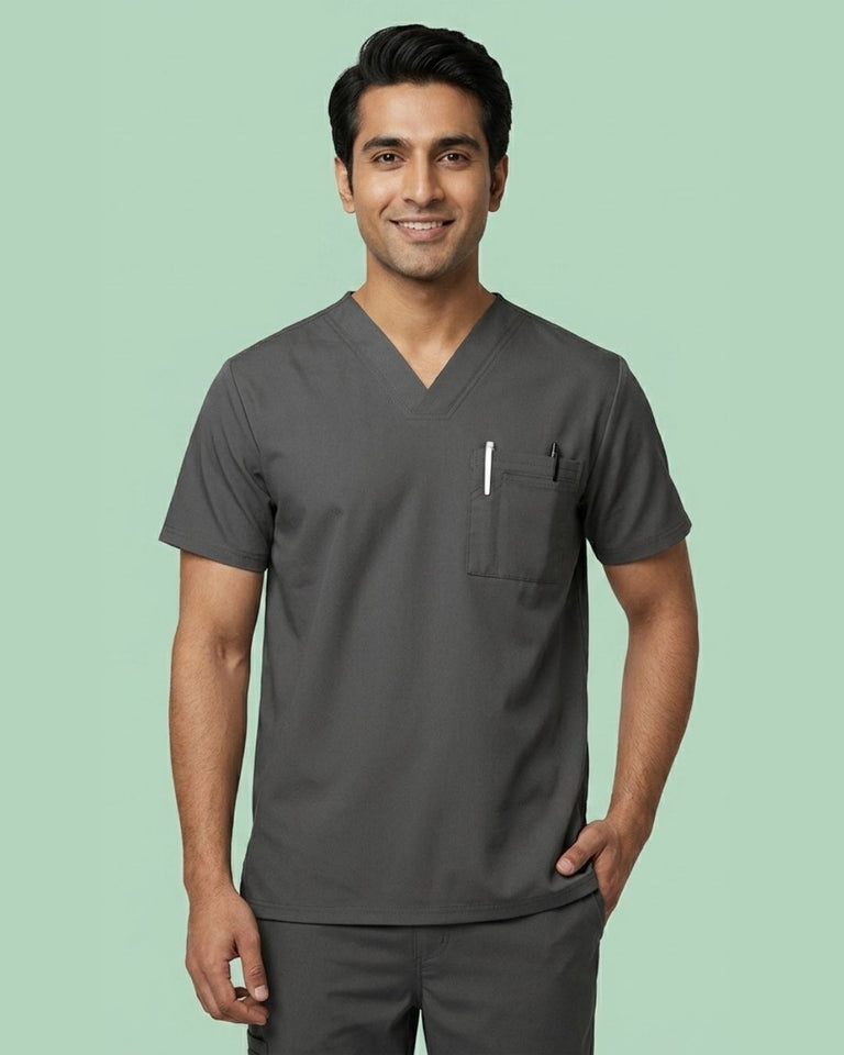 Men's V-Neck 2-Pocket Medical Scrub Top
