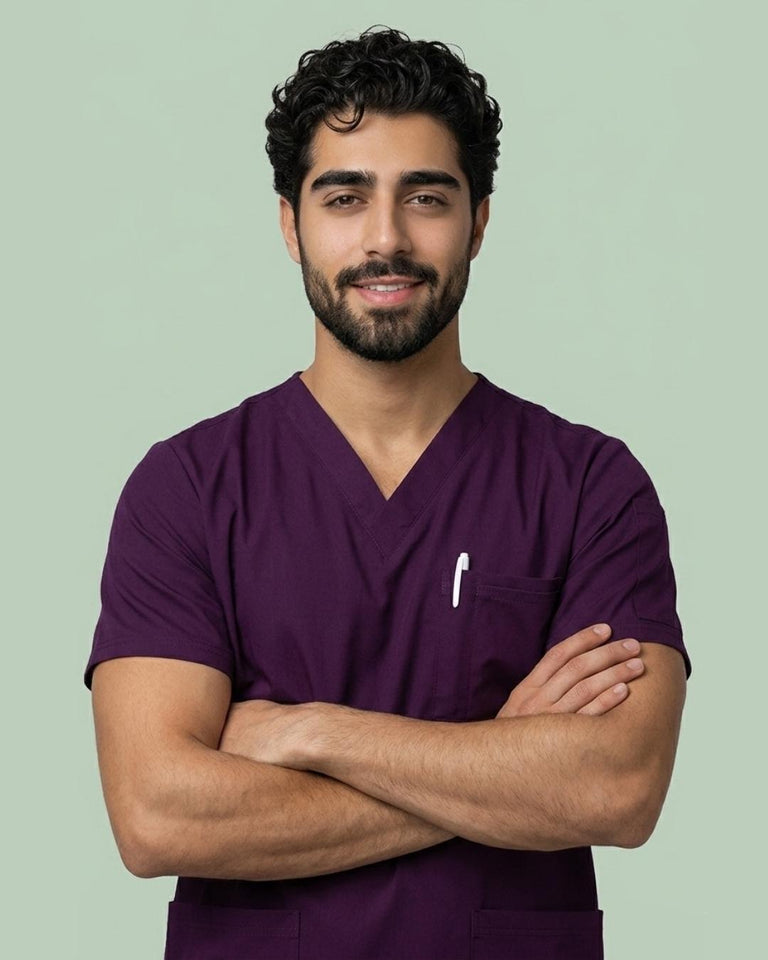Men's 3-Pocket V-Neck Medical Scrub Top