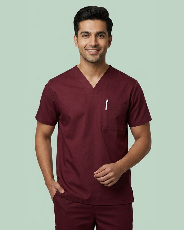 Men's V-Neck 2-Pocket Medical Scrub Top