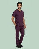 Men's 4-Pocket V-Neck Contrast Scrub Top