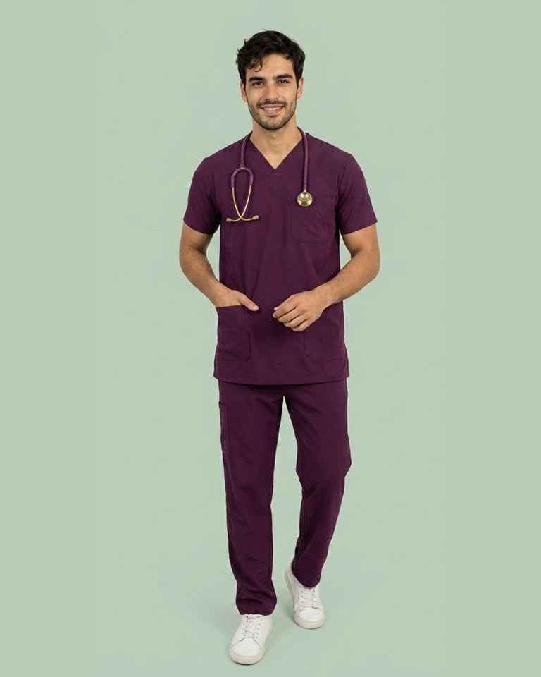 Men's V-Neck 4-Pocket Medical Scrub Top