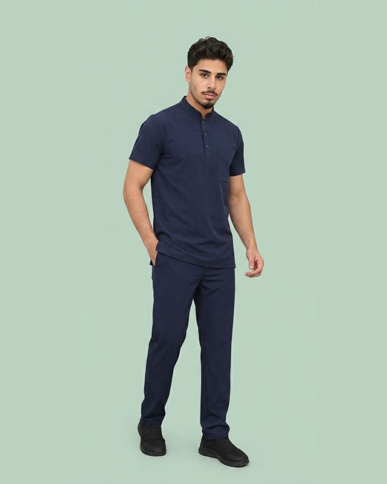 Men's 2-Pocket Henley Stretch Scrub Set