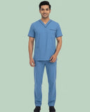 Men's 4-Pocket V-Neck Contrast Scrub Top