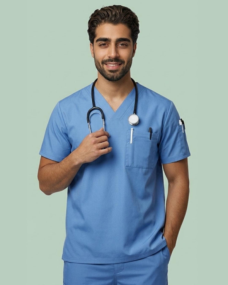 Men's 3-Pocket V-Neck Medical Scrub Top