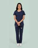 Women 4-Pocket Asymmetric Neck Scrub Top