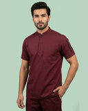 Men 3-Button Mandarin Collar Utility Scrub