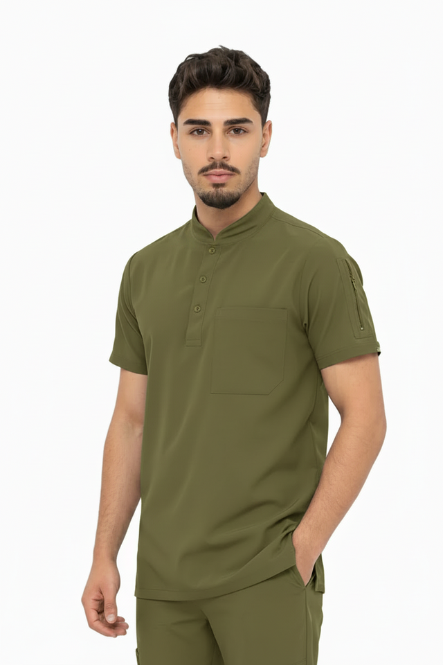 Men's 3-Pockets Ban with Button Style