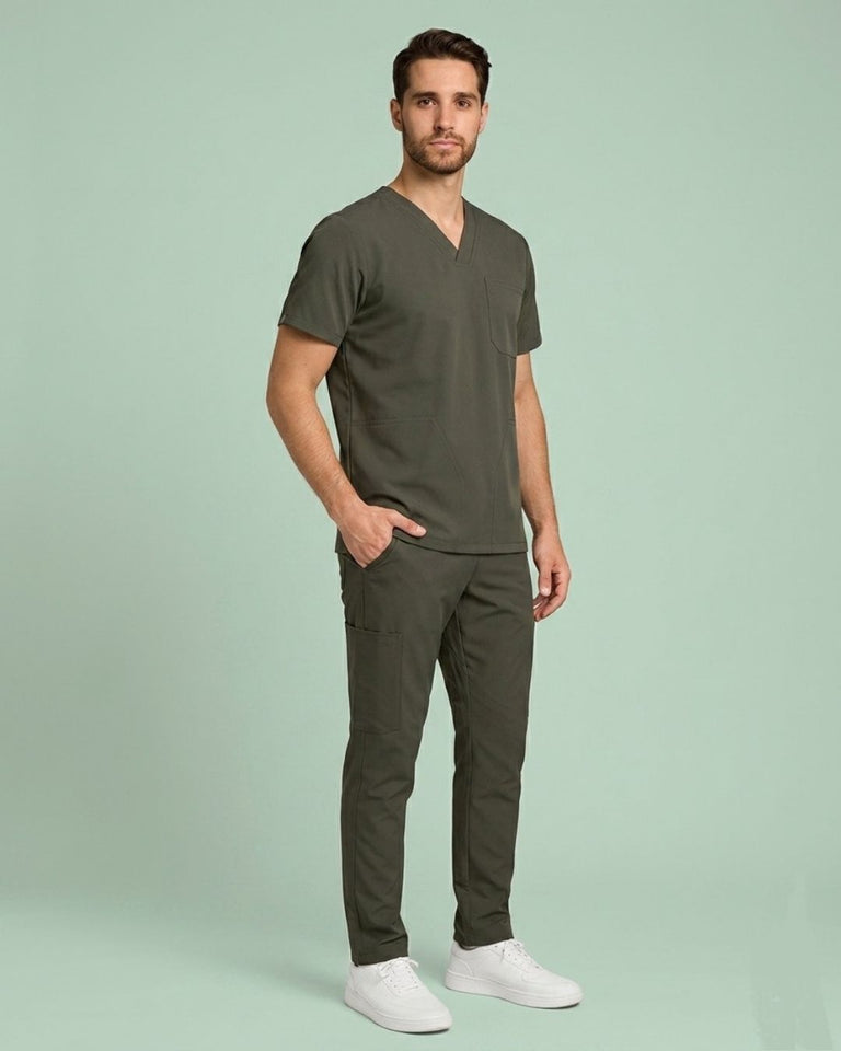 Men's V-Neck Multi-Pocket Utility Scrub