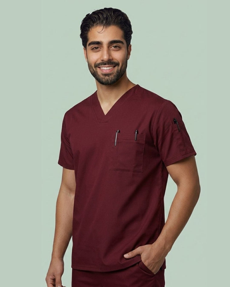Men's 3-Pocket V-Neck Medical Scrub Top