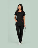 Women 4-Pocket Asymmetric Neck Scrub Top