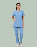 Ladies Round Neck Scrub Tich Button 3/4