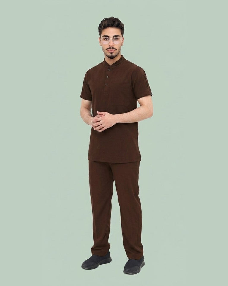 Men's 2-Pocket Henley Stretch Scrub Set