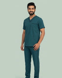Men's 4-Pocket V-Neck Contrast Scrub Top