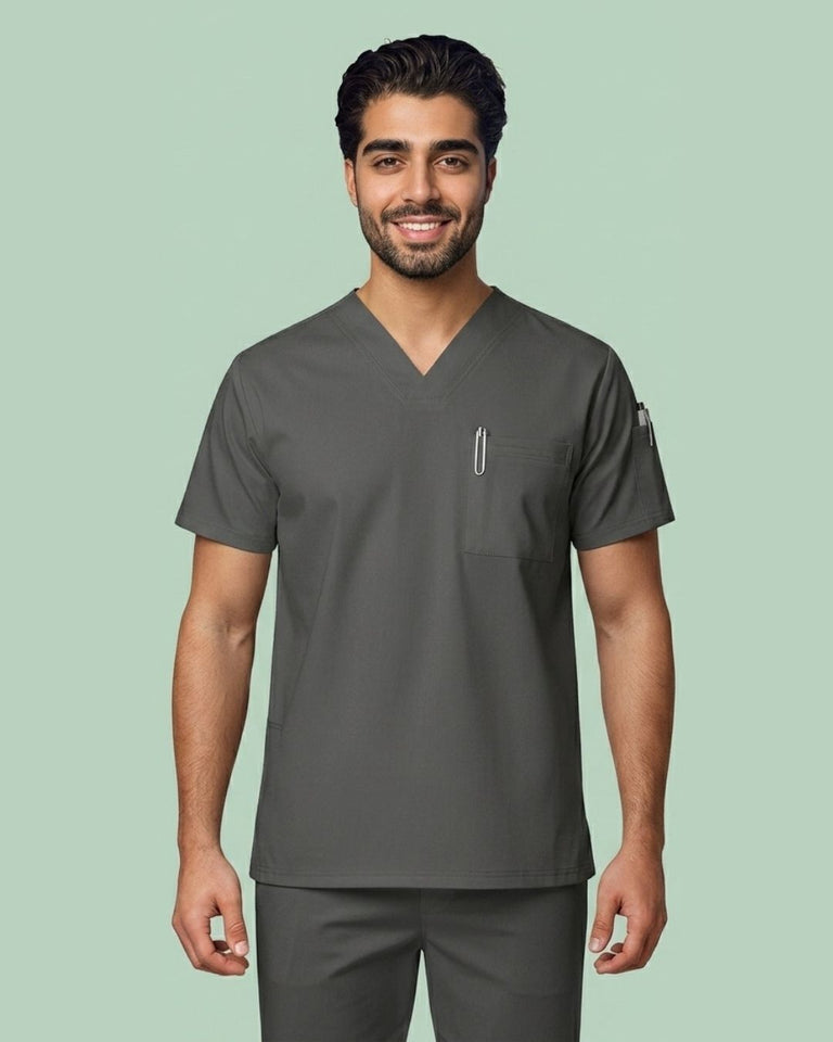 Men's 3-Pocket V-Neck Medical Scrub Top
