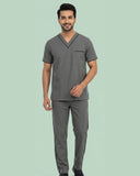 Men's 4-Pocket V-Neck Contrast Scrub Top