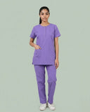 Ladies Round Neck Scrub Tich Button 3/4