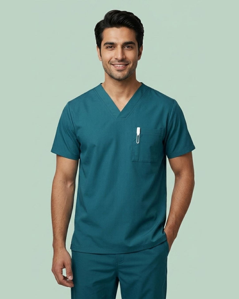 Men's V-Neck 2-Pocket Medical Scrub Top