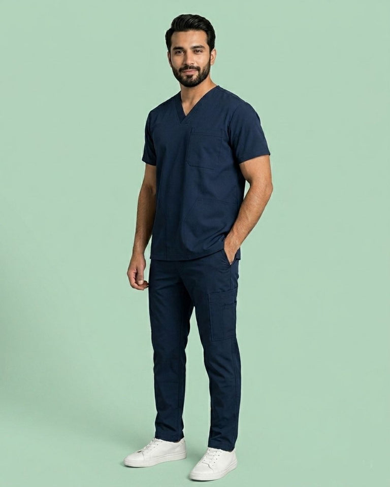 Men's V-Neck Multi-Pocket Utility Scrub