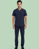 Men's 4-Pocket V-Neck Contrast Scrub Top