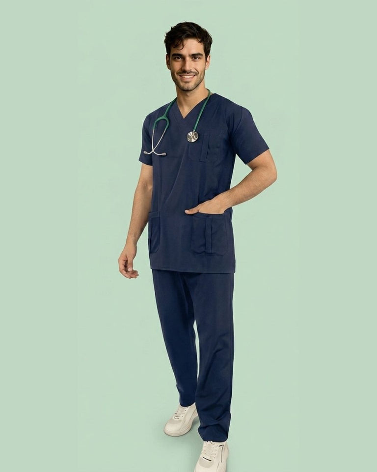 Men's V-Neck 4-Pocket Medical Scrub Top
