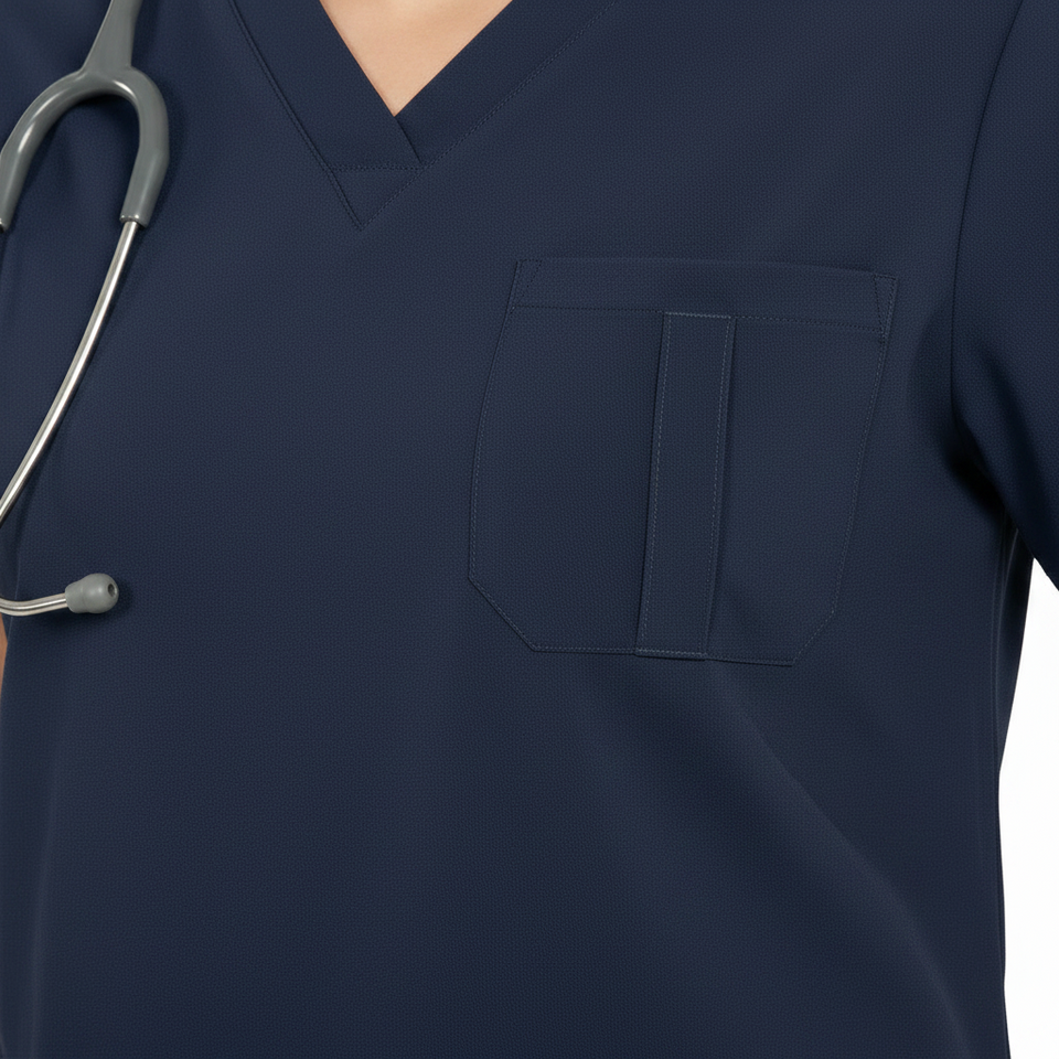 Men's V-Neck 3-Pockets Stretchable Medical Scrub Top