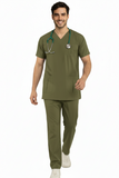 Men's V-Neck 3-Pockets Stretchable Medical Scrub Top