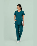 Women 4-Pocket Asymmetric Neck Scrub Top